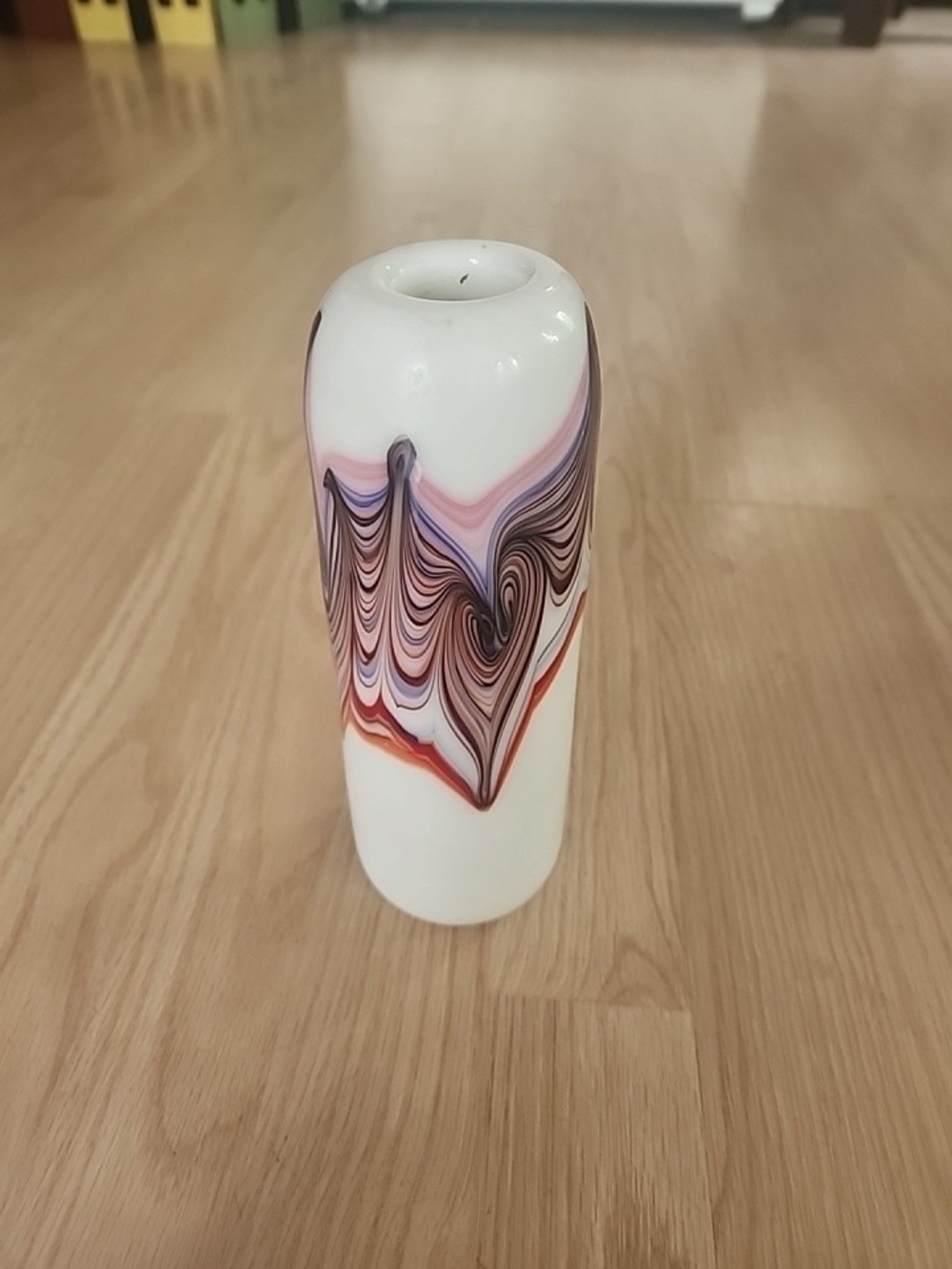 Art Glass Bud Vase SwirledDesign Vintage Hadeland Norwegian Milk ArtGlass